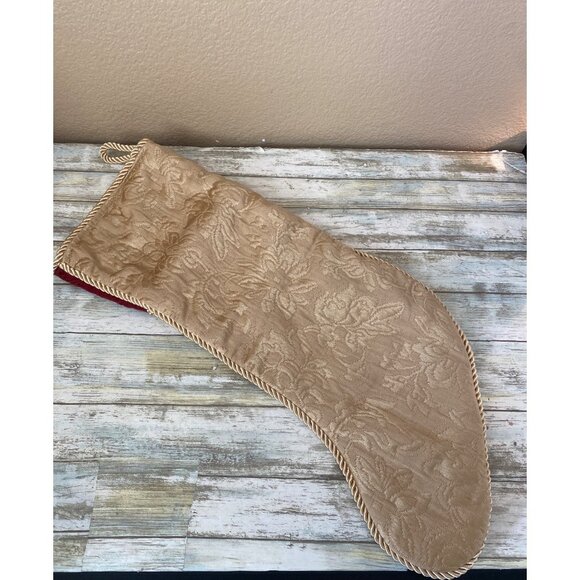 Rodeo Home Luxury Gold & Burgundy Brocade Christmas Stocking 21" Vintage 2000s - Picture 4 of 8